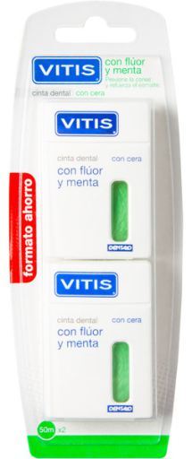 Vitis Dental Tape met Fluor en Munt 2x50 ml